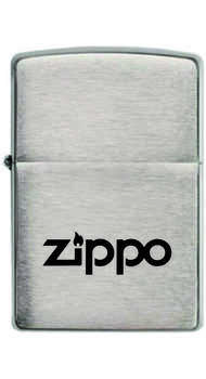 Запальничка Zippo Classic Brushed Chrome з гравіюванням фірмового логотипу