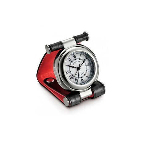 Часы Dalvey дорожные Travel SP в коже с двумя кнопками черн-крас. кварц 80х56мм D01589