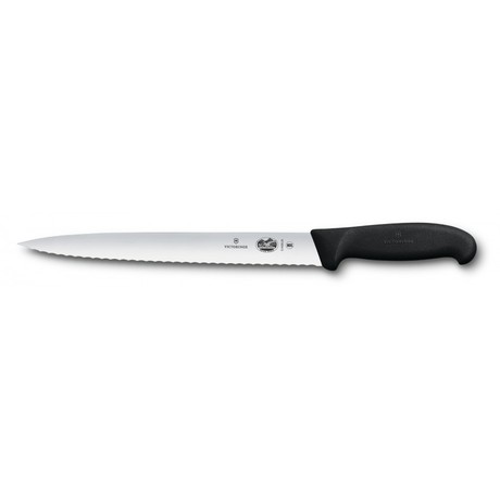 Кухонный нож Victorinox Fibrox Slicing 25см волн. с черн. ручкой Vx54433.25