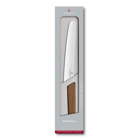 Кухонный нож Victorinox Swiss Modern Bread&Pastry 22см волн. с орех. ручкой (GB) Vx69070.22WG