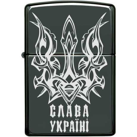 Запальничка Zippo 150 Black Ice з гравіюванням Слава Україні