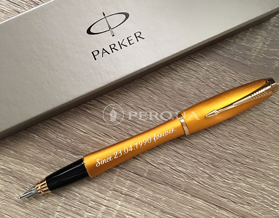 Перьевая ручка паркер мандаринового цвета для девушки с памятной надписью