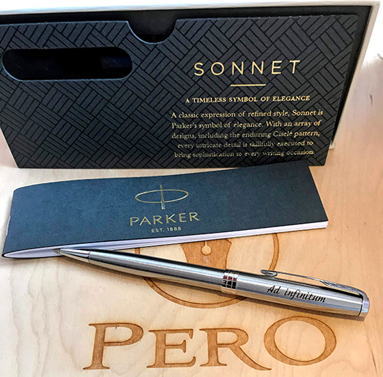 Ручка Parker Sonnet с гравировкой на латыни - Ad infinitum.